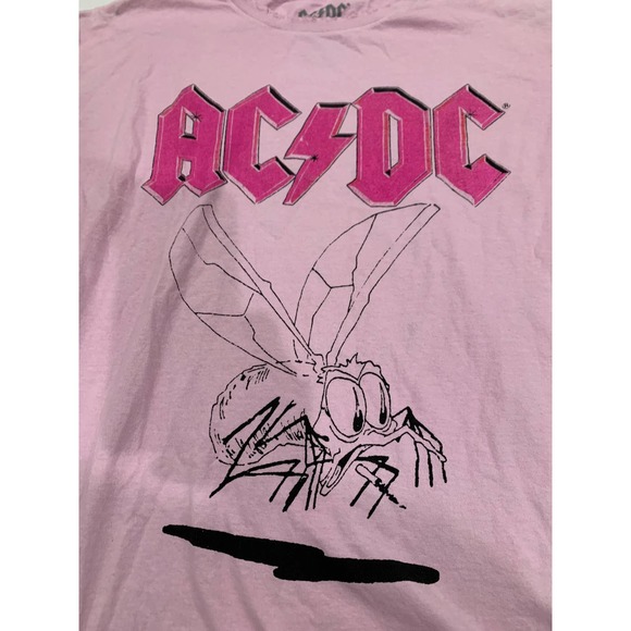 ACDC Pink Graphic Tee Fly Raw Cut Hem Size L/XL new - Picture 3 of 10